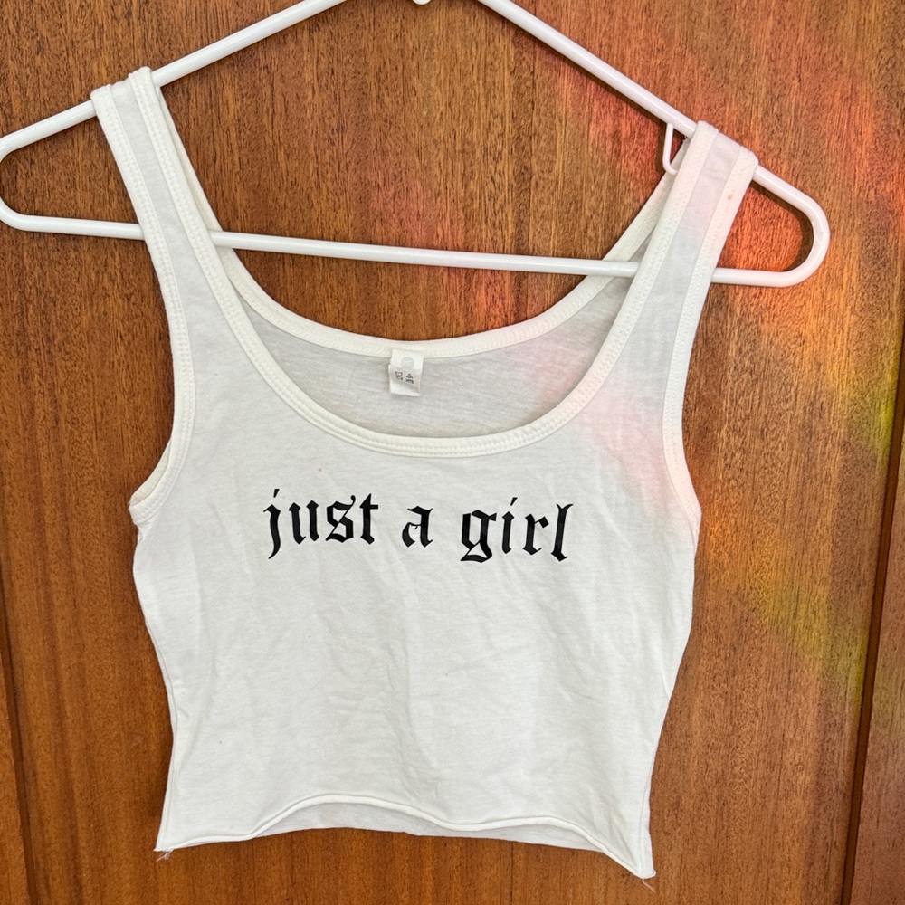 Just A Girl White Cropped Tank - Picture 2 of 4